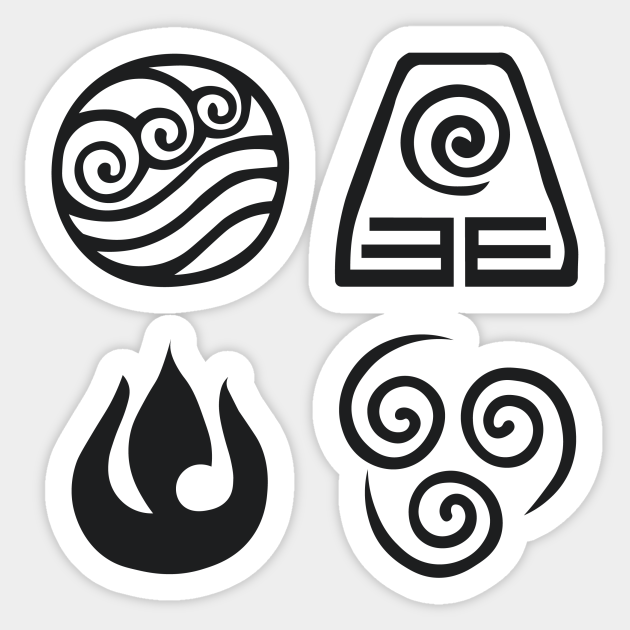 The Four Elements Avatar The Last Airbender Sticker Teepublic
